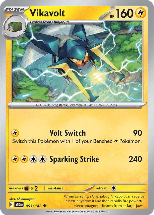Vikavolt 053/142 Reverse Holo Stellar Crown Pokemon Card