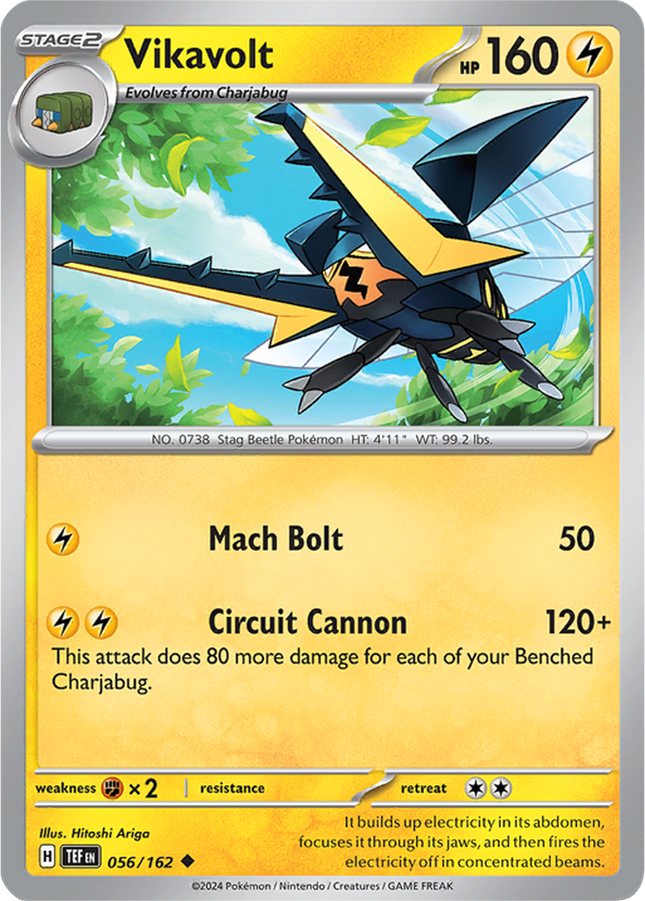 Vikavolt 056/162 Reverse Holo Temporal Forces Pokemon Card