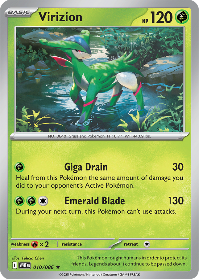Virizion 010/086 Poké Ball Reverse Holo White Flare Pokemon Card