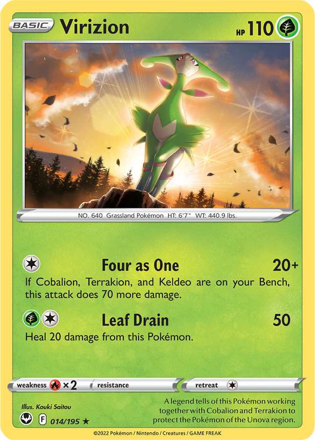 Virizion 014/195 Non-Holo Silver Tempest Pokemon Card