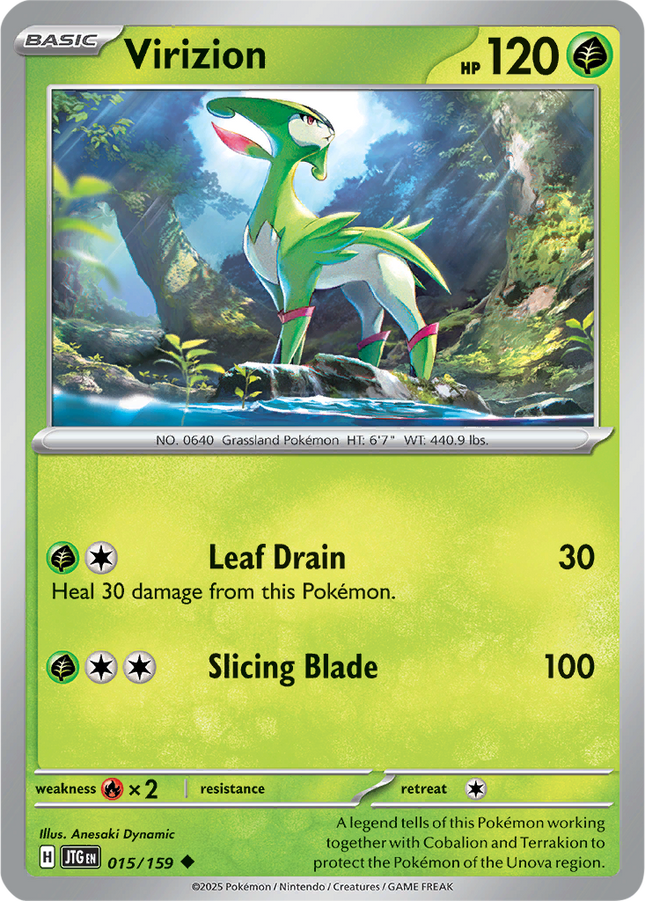Virizion 015/159 Non-Holo Journey Together Pokemon Card