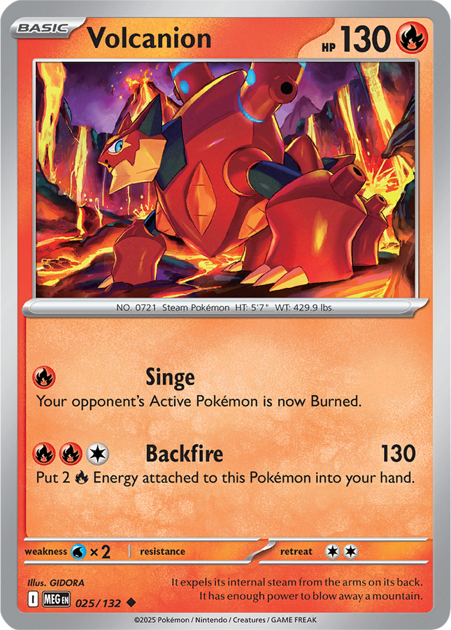 Volcanion 025/132 Reverse Holo Mega Evolution Pokemon Card