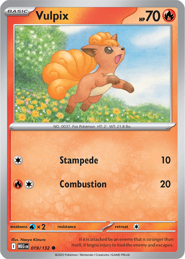 Vulpix 019/132 Reverse Holo Mega Evolution Pokemon Card
