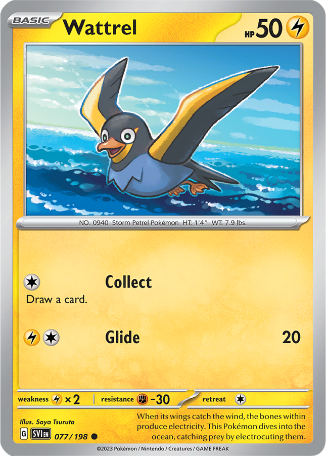 Wattrel 077/198 Reverse Holo Scarlet & Violet Base Set Pokemon Card