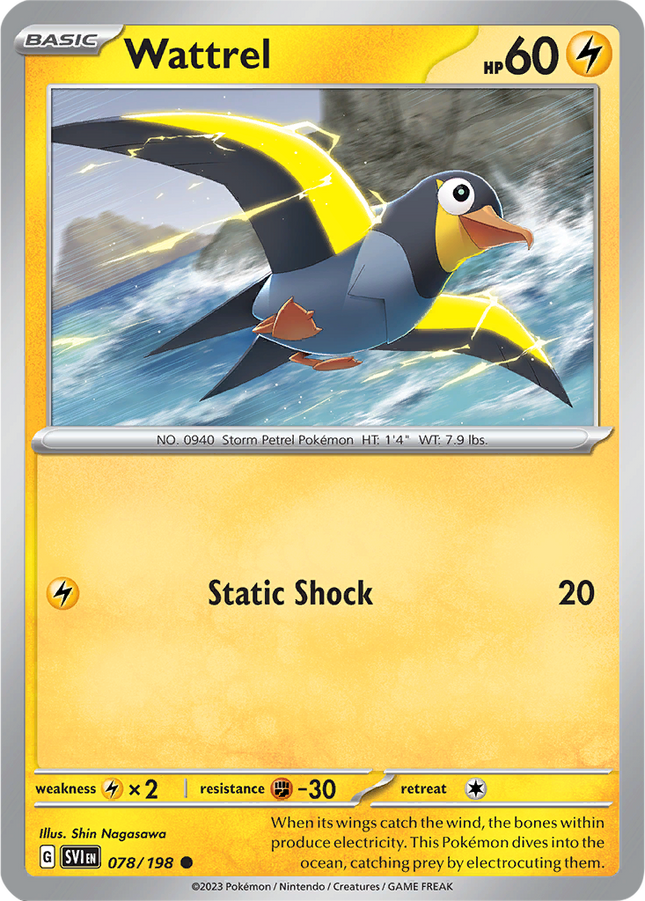 Wattrel 078/198 Reverse Holo Scarlet & Violet Base Set Pokemon Card