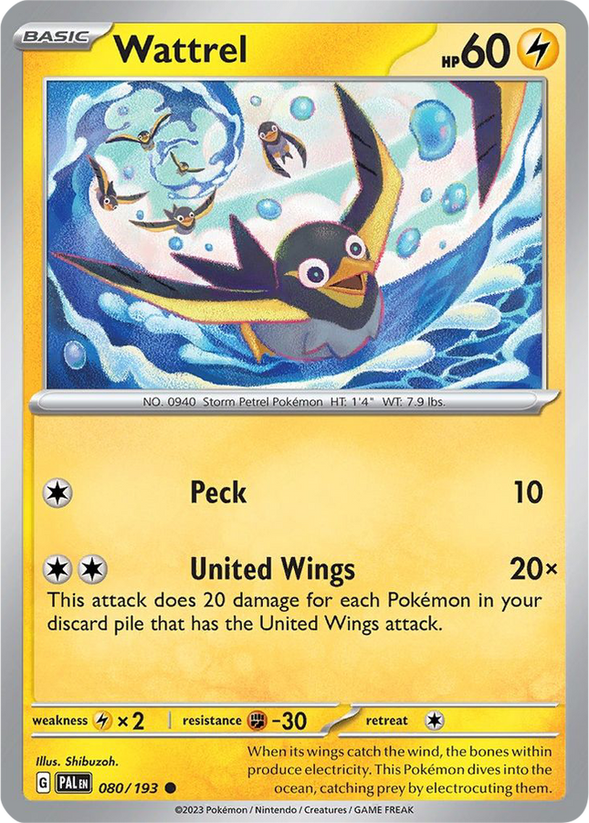 Wattrel 080/193 Reverse Holo Paldea Evolved Pokemon Card