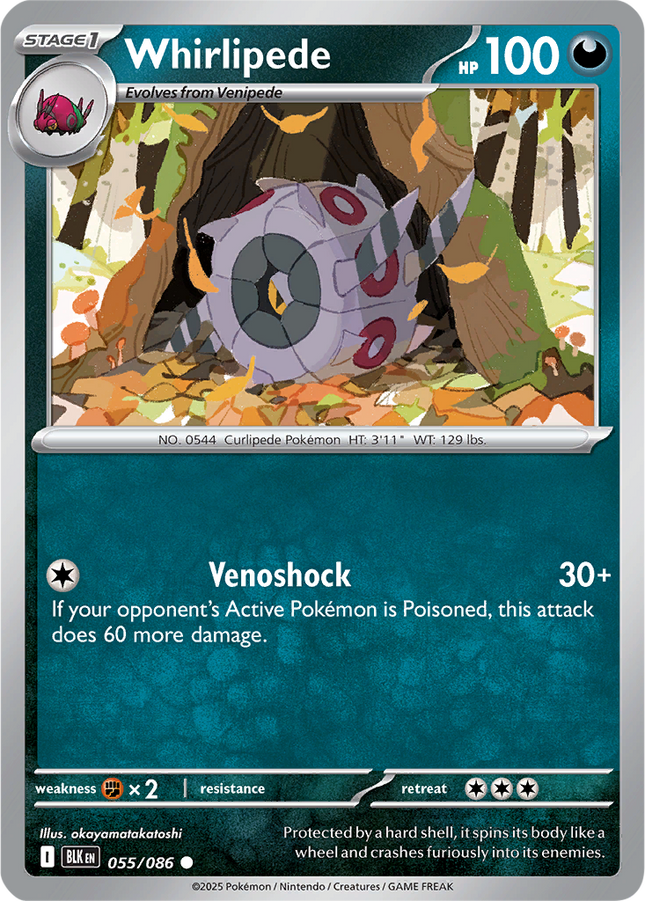 Whirlipede 055/086 Non-Holo Black Bolt Pokemon Card