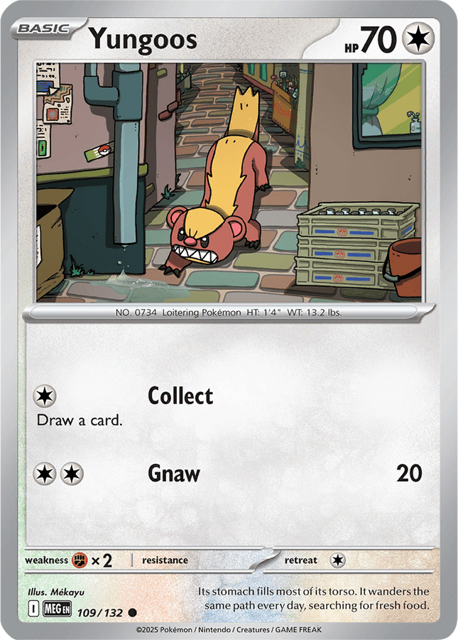 Yungoos 109/132 Reverse Holo Mega Evolution Pokemon Card