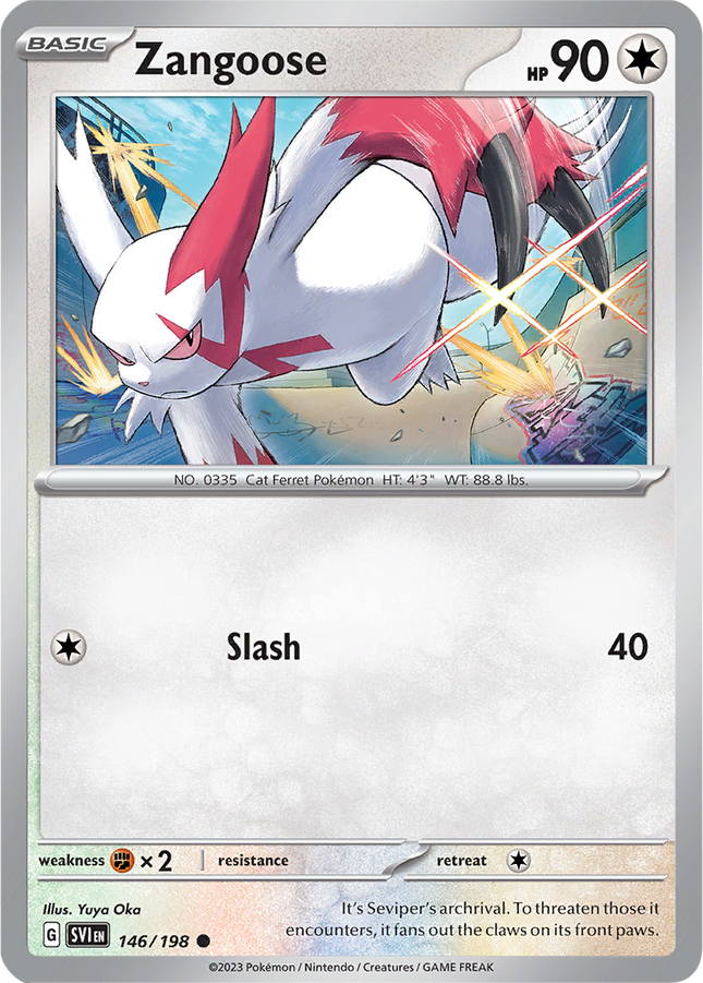 Zangoose 146/198 Reverse Holo Scarlet & Violet Base Set Pokemon Card