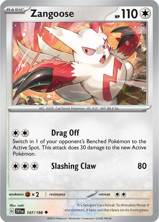 Zangoose 147/198 Reverse Holo Scarlet & Violet Base Set Pokemon Card